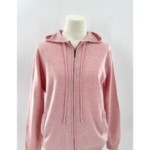 WoolOvers Pink Wool Cashmere Hoodie Sweater Full Zip Jacket Medium